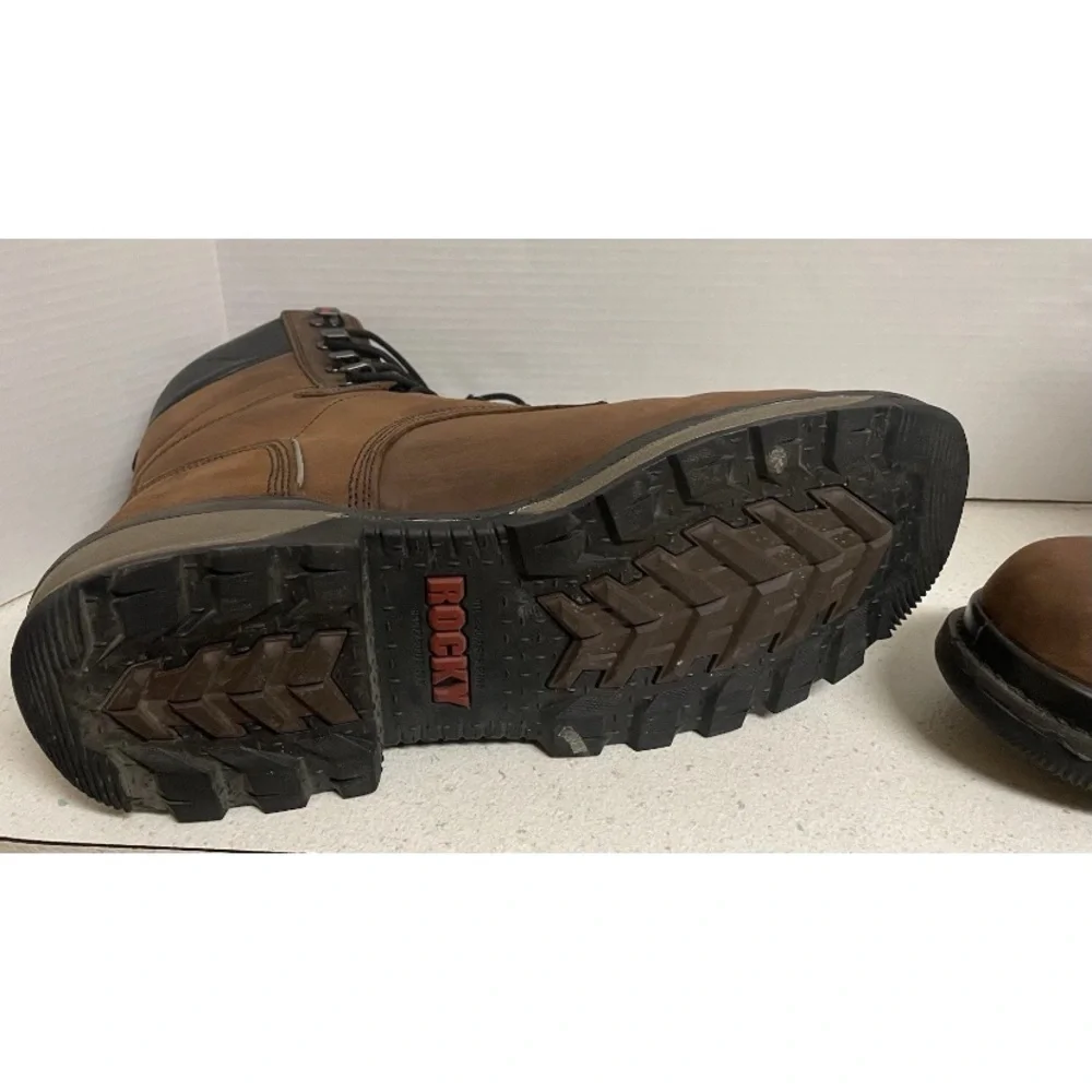 Rocky Rams Horn Waterproof Composite Toe Brown Leather Work Boots Size 14W